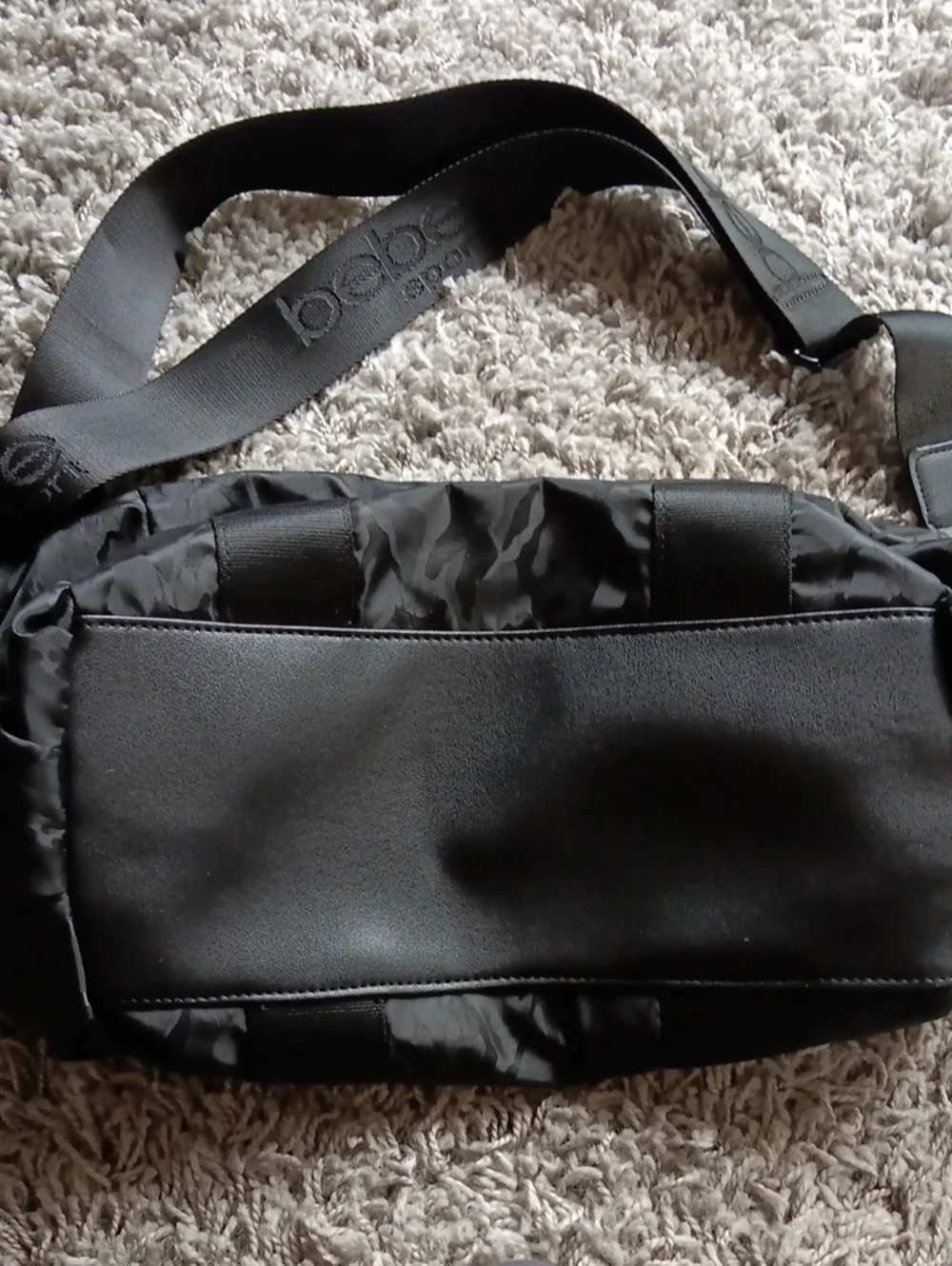 bebe Black Camouflage Nylon Messenger Bag